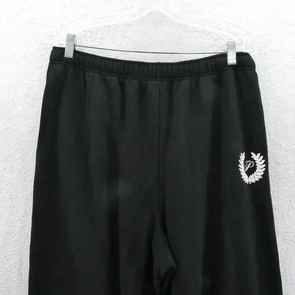 Victorias Secret XL Everyday Fleece Sweatpants Black Jogger Tapered Leg PINK New - Picture 2 of 8